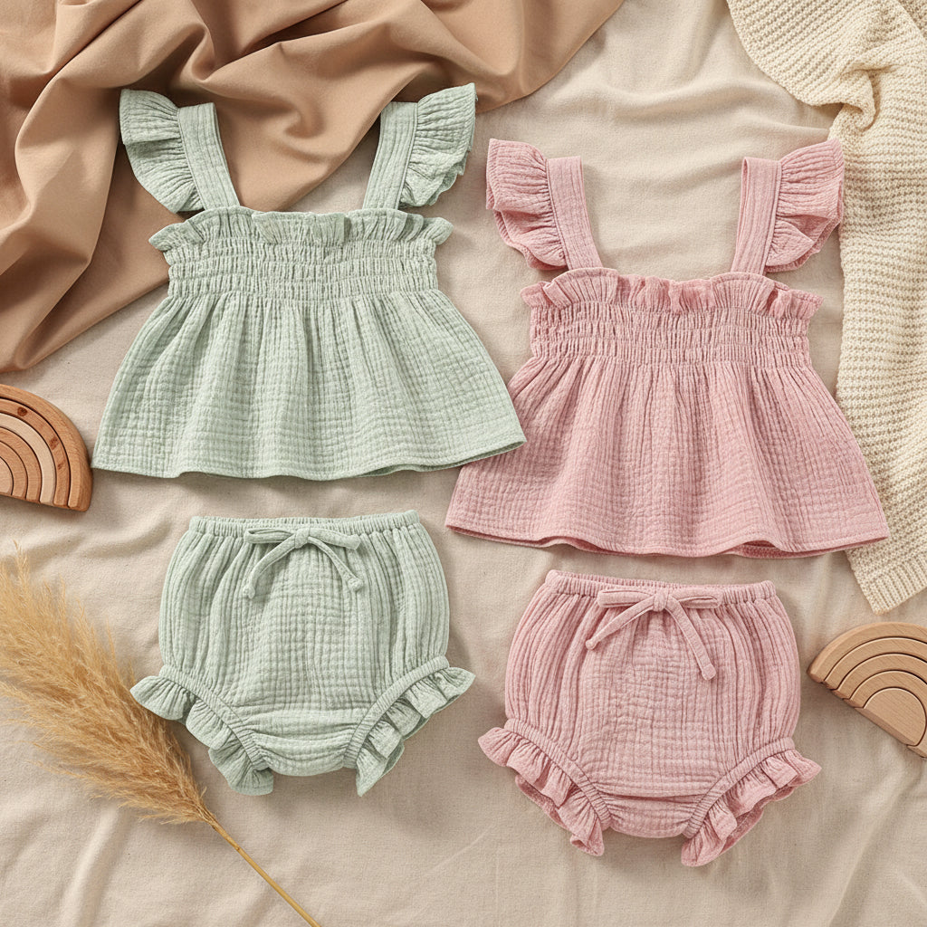 Ruffled Baby Summer Outfit Set
